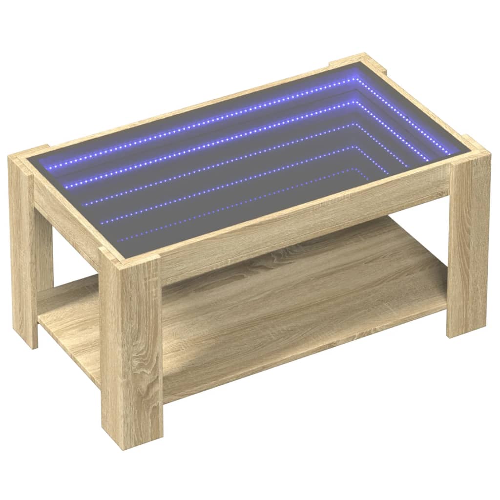 vidaXL Stolik kawowy z LED, dąb sonoma, 93x53x45 cm