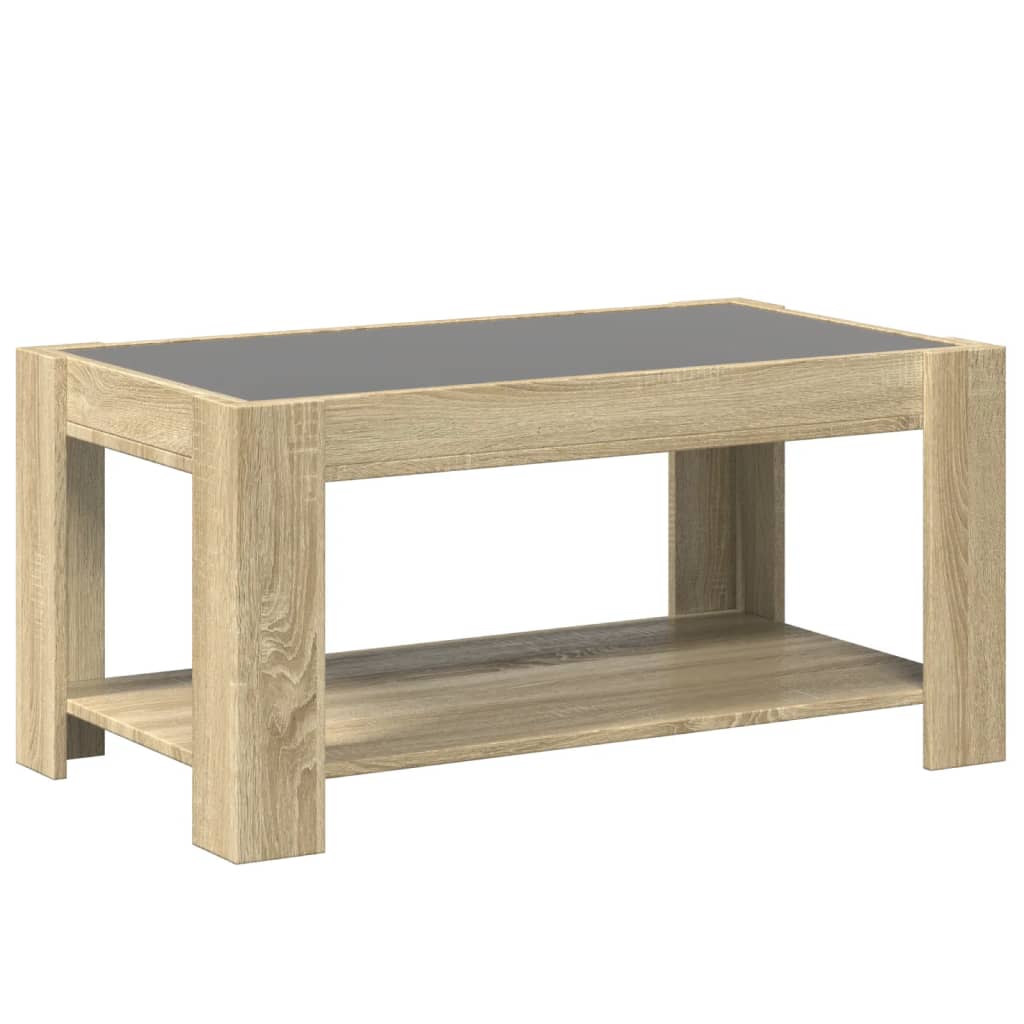 vidaXL Stolik kawowy z LED, dąb sonoma, 93x53x45 cm