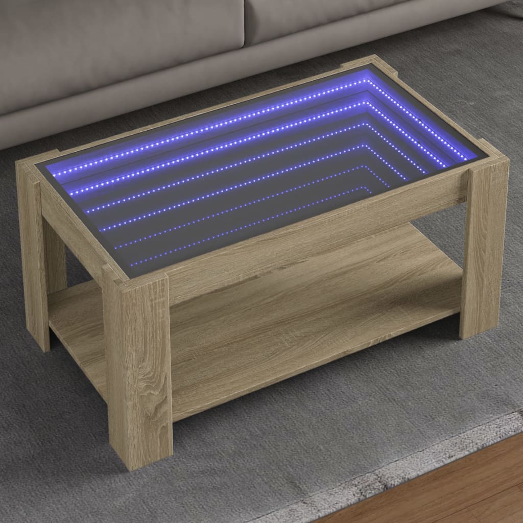 vidaXL Stolik kawowy z LED, dąb sonoma, 93x53x45 cm
