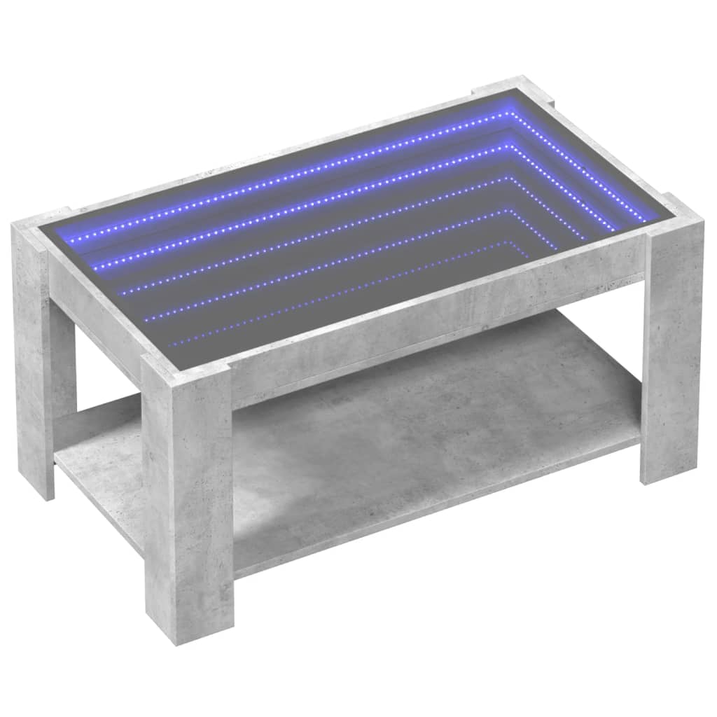 vidaXL Stolik kawowy z LED, szarość betonu, 93x53x45 cm