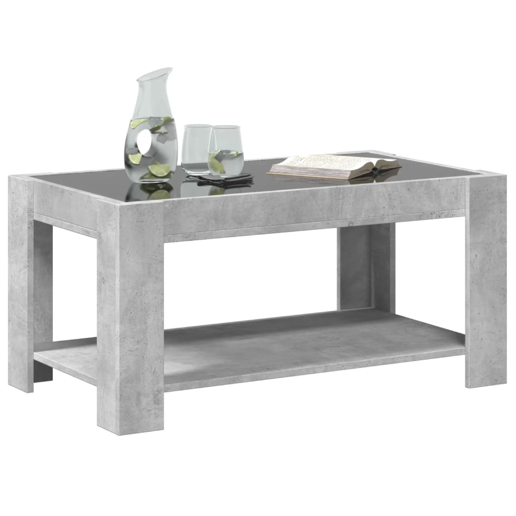 vidaXL Stolik kawowy z LED, szarość betonu, 93x53x45 cm