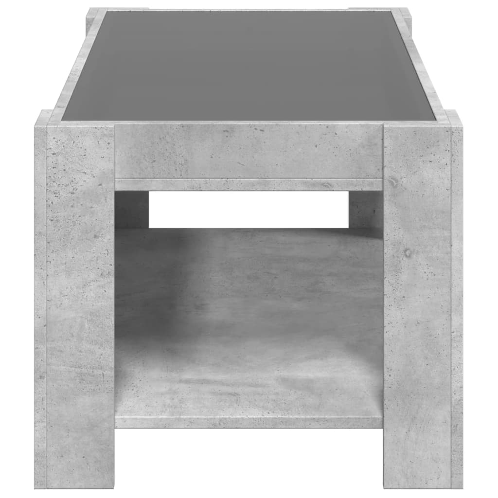 vidaXL Stolik kawowy z LED, szarość betonu, 93x53x45 cm