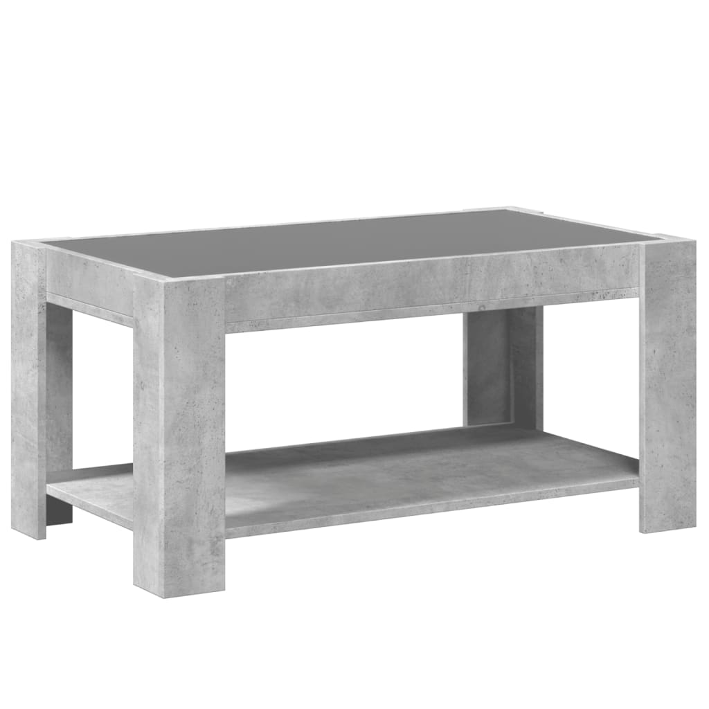 vidaXL Stolik kawowy z LED, szarość betonu, 93x53x45 cm