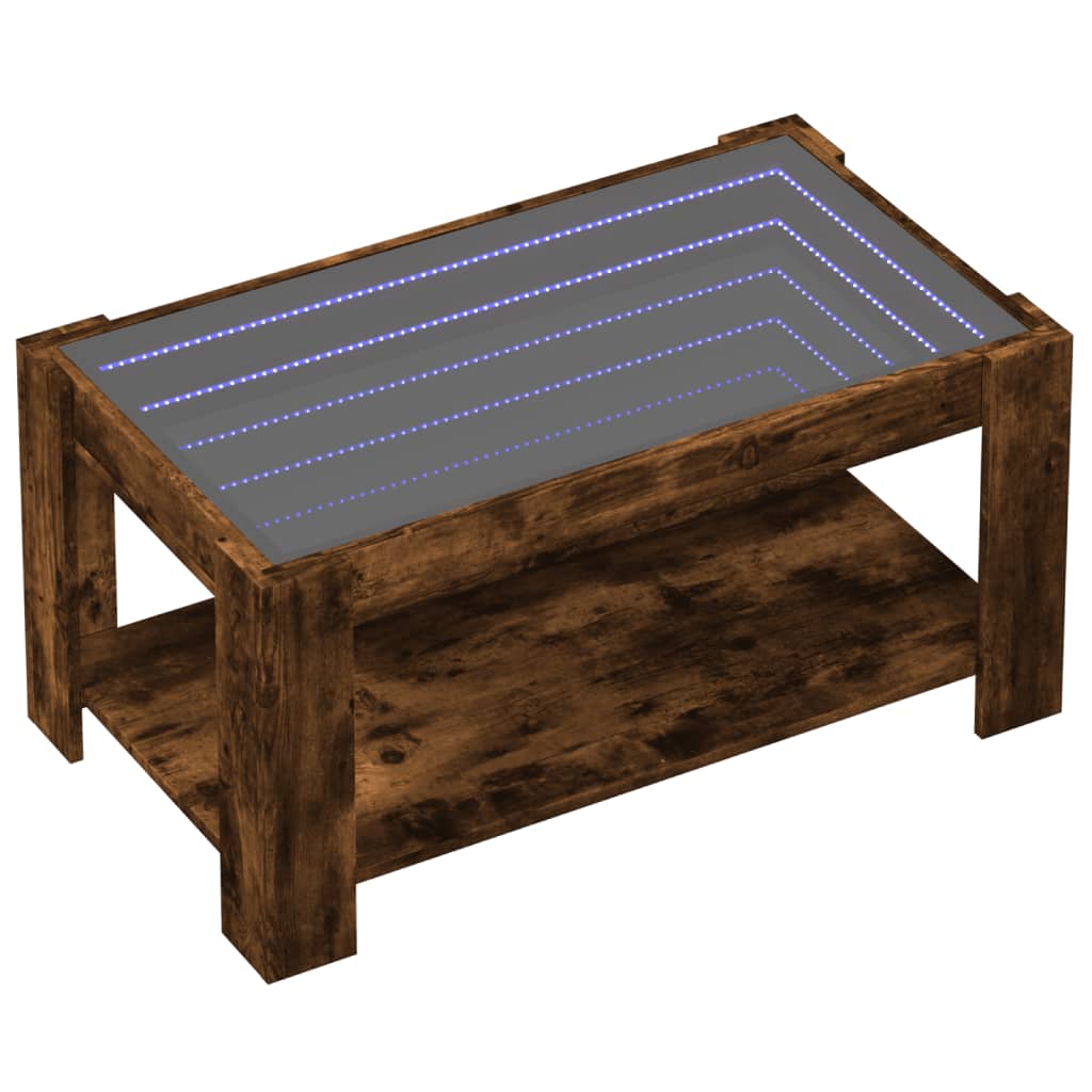 vidaXL Stolik kawowy z LED, opalany dąb, 93x53x45 cm
