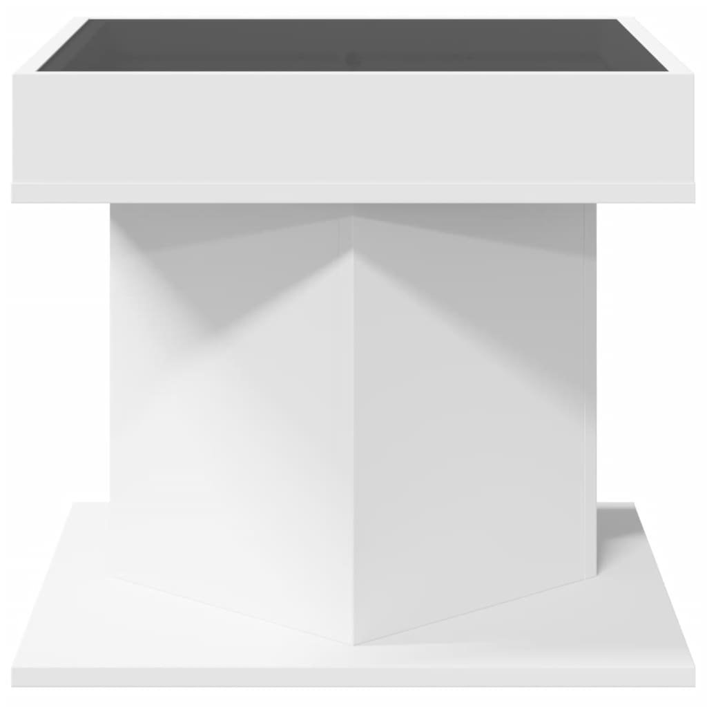 vidaXL Stolik kawowy z LED, biały 50x50x45 cm, materiał drewnopochodny
