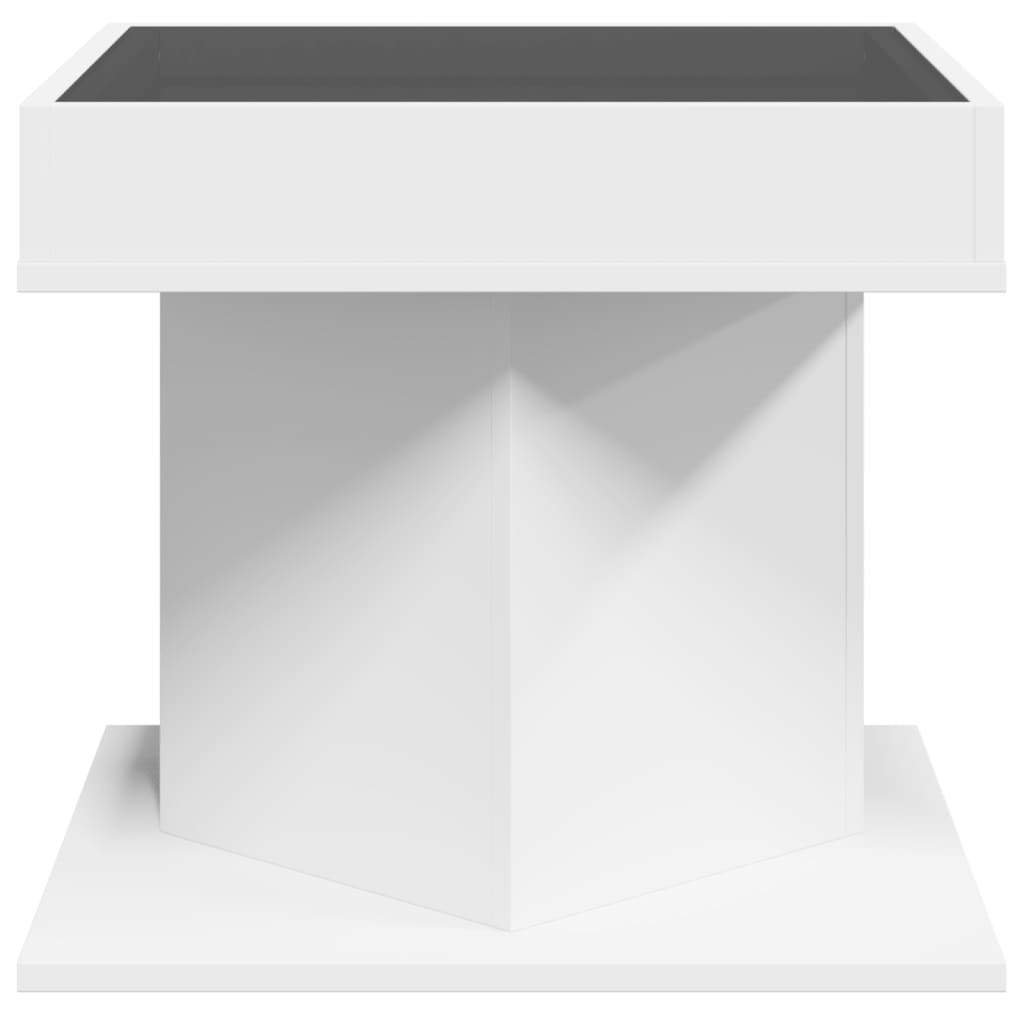 vidaXL Stolik kawowy z LED, biały 50x50x45 cm, materiał drewnopochodny