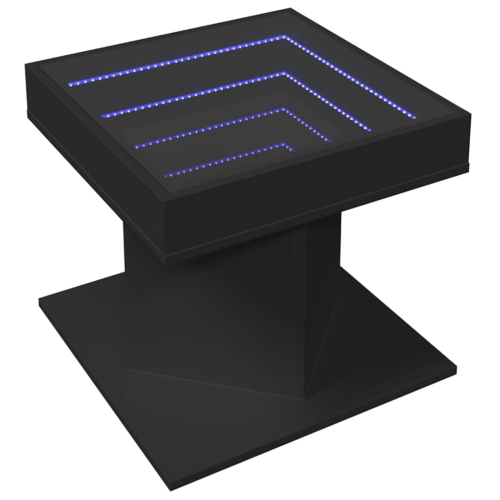 vidaXL Stolik kawowy z LED czarny 50x50x45 cm, materiał drewnopochodny