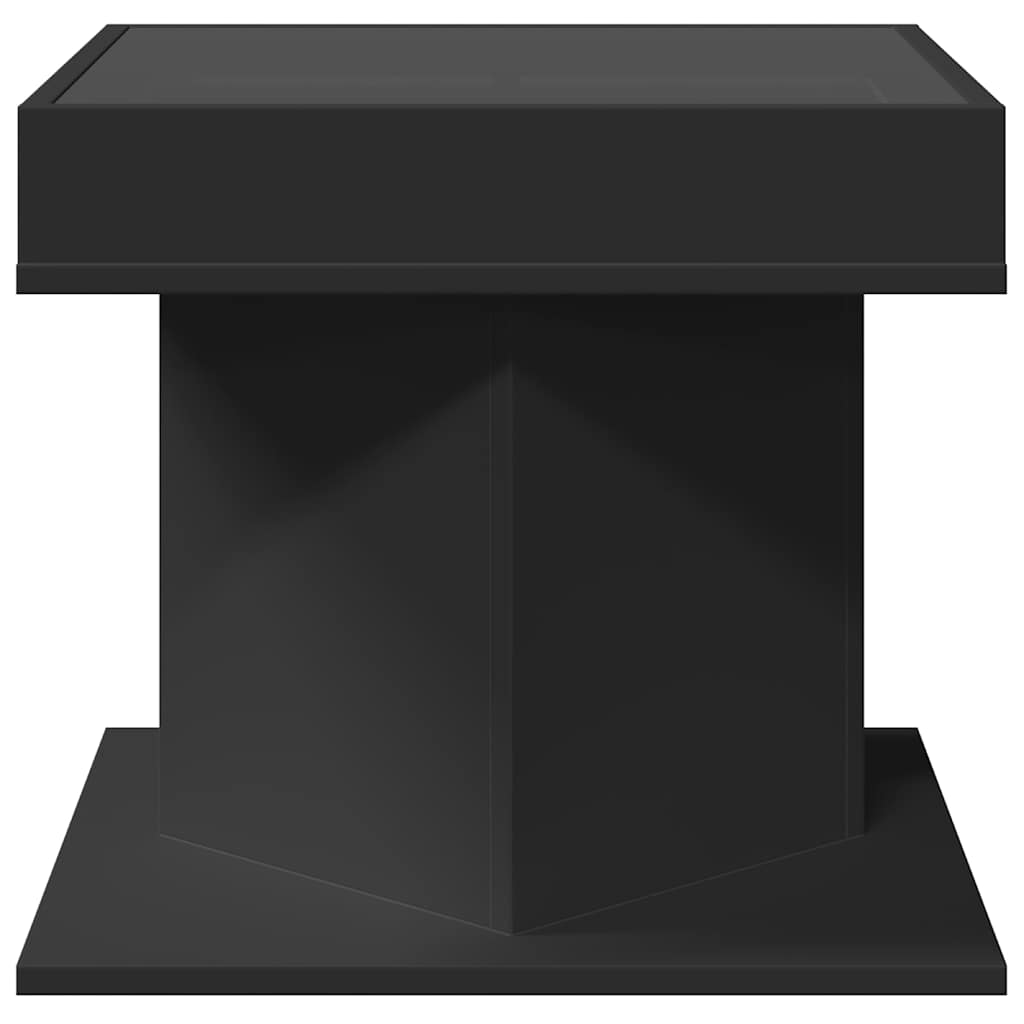 vidaXL Stolik kawowy z LED czarny 50x50x45 cm, materiał drewnopochodny