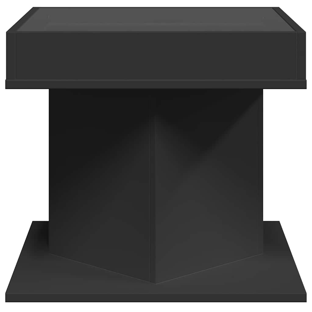 vidaXL Stolik kawowy z LED czarny 50x50x45 cm, materiał drewnopochodny