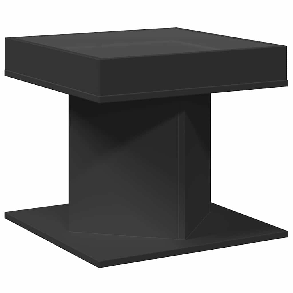 vidaXL Stolik kawowy z LED czarny 50x50x45 cm, materiał drewnopochodny