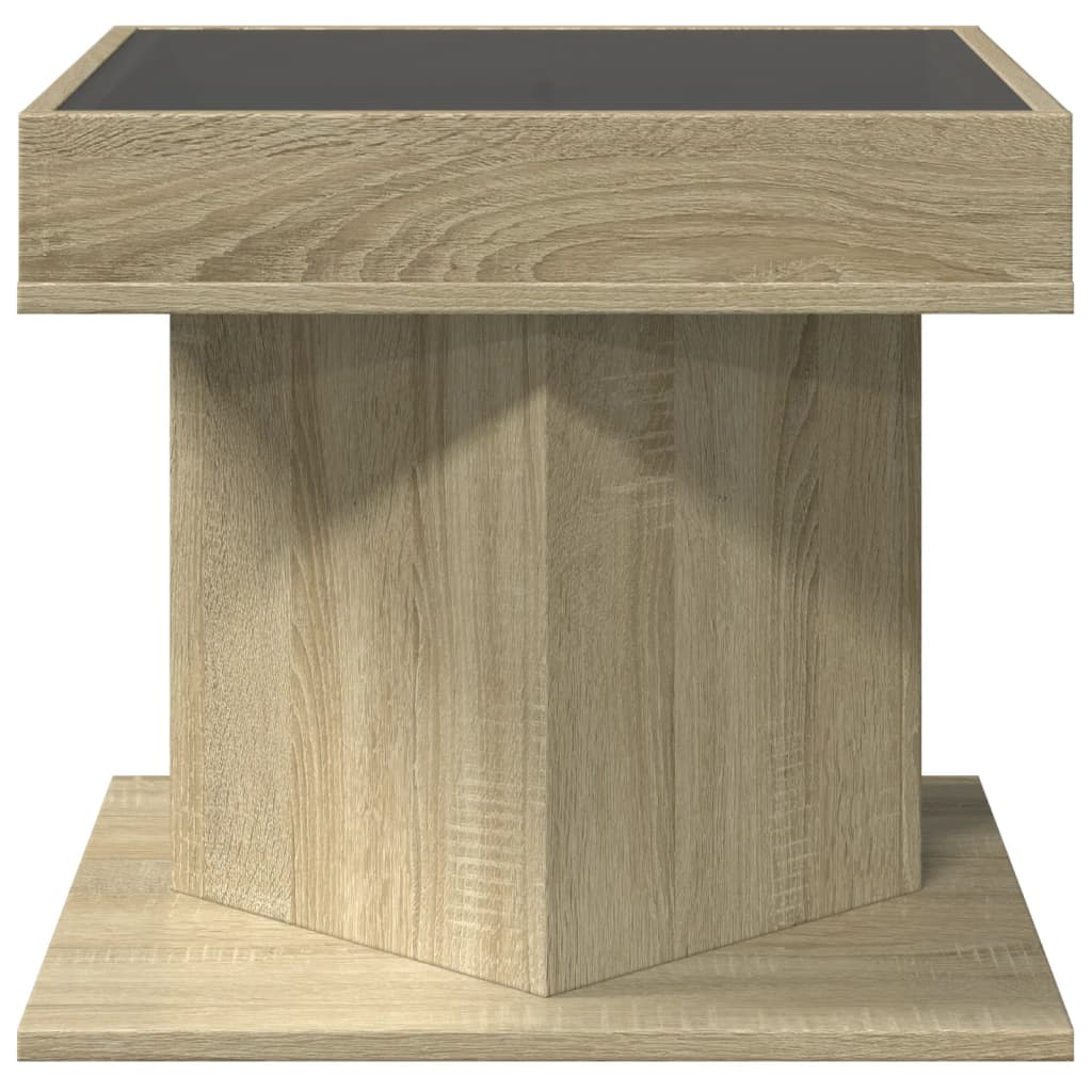 vidaXL Stolik kawowy z LED, dąb sonoma, 50x50x45 cm