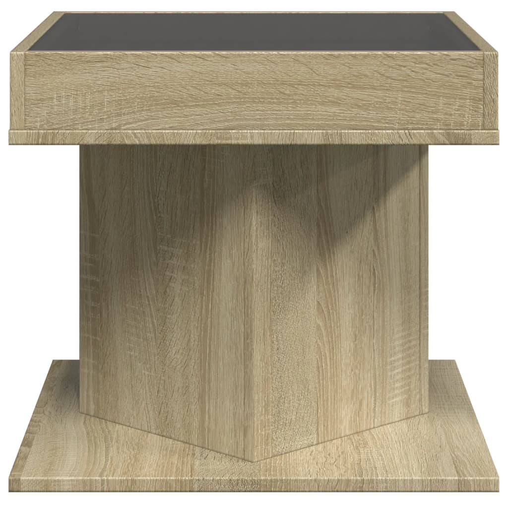 vidaXL Stolik kawowy z LED, dąb sonoma, 50x50x45 cm