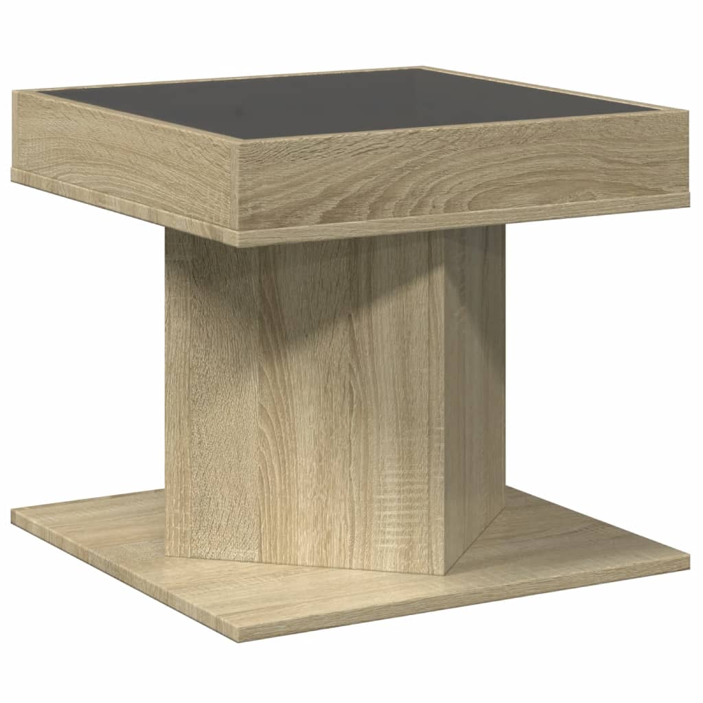 vidaXL Stolik kawowy z LED, dąb sonoma, 50x50x45 cm