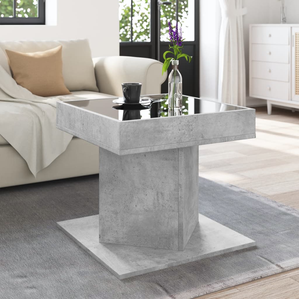 vidaXL Stolik kawowy z LED, szarość betonu, 50x50x45 cm