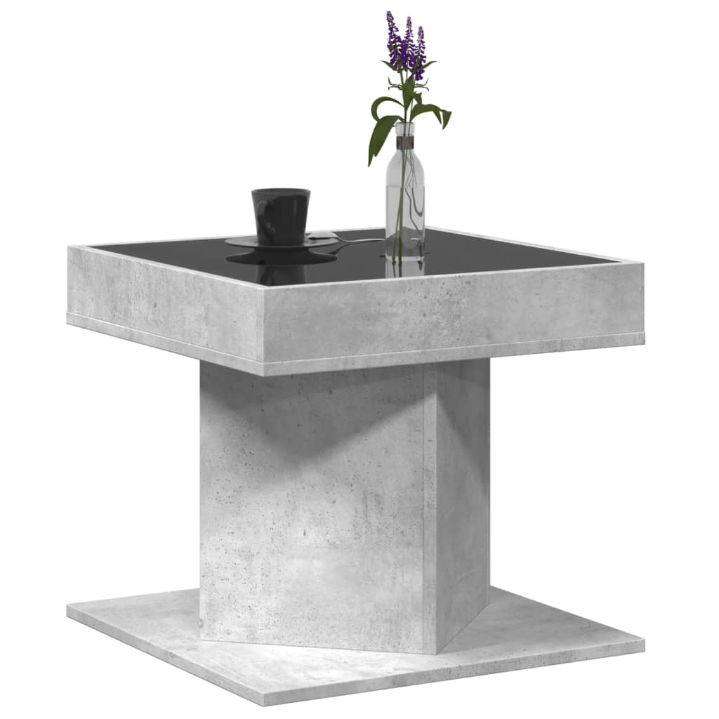vidaXL Stolik kawowy z LED, szarość betonu, 50x50x45 cm