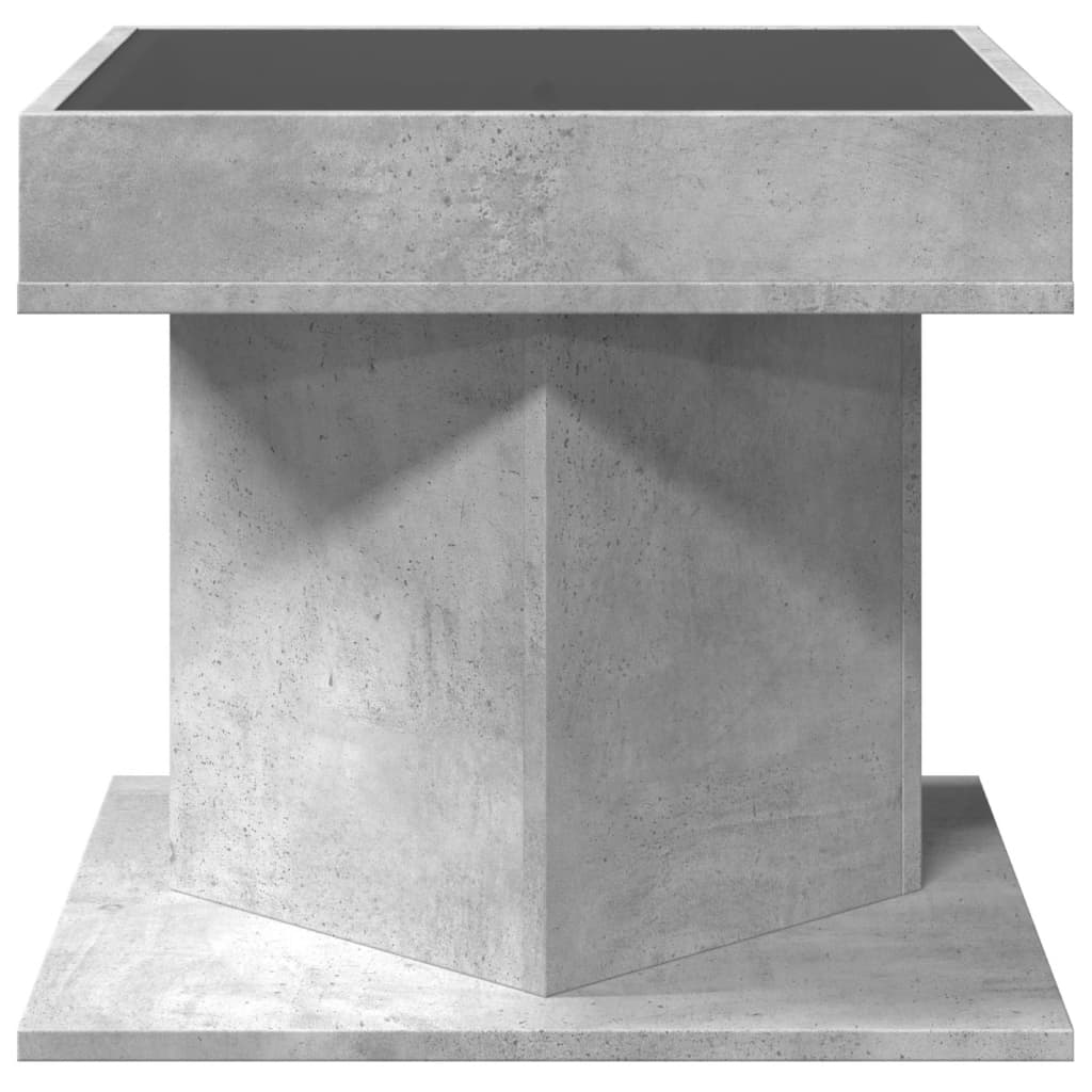 vidaXL Stolik kawowy z LED, szarość betonu, 50x50x45 cm