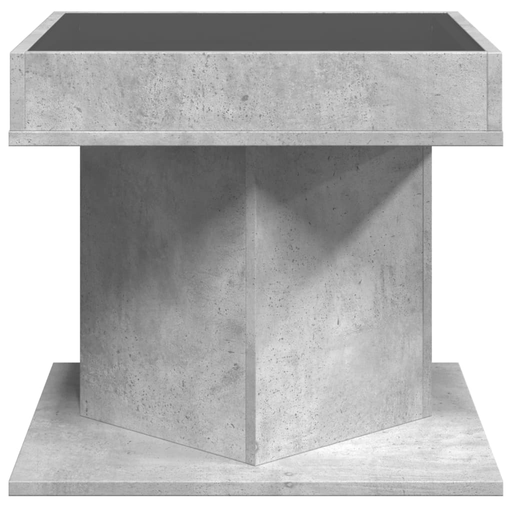 vidaXL Stolik kawowy z LED, szarość betonu, 50x50x45 cm