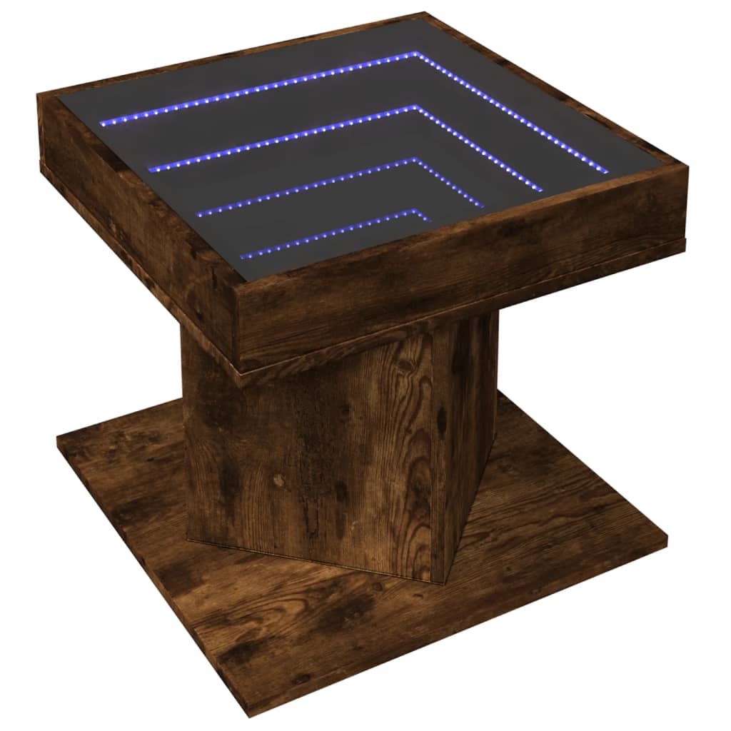 vidaXL Stolik kawowy z LED, opalany dąb, 50x50x45 cm