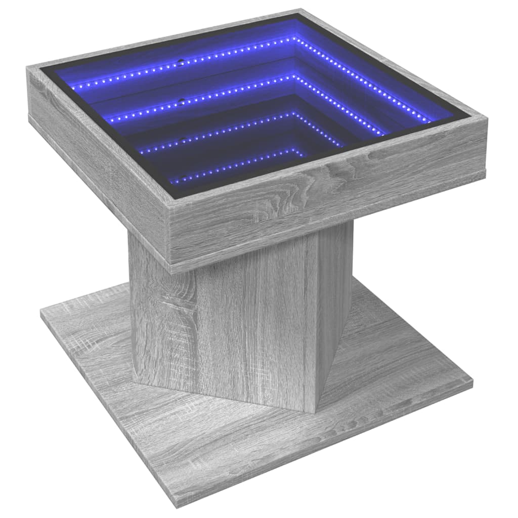 vidaXL Stolik kawowy z LED, szary dąb sonoma, 50x50x45 cm