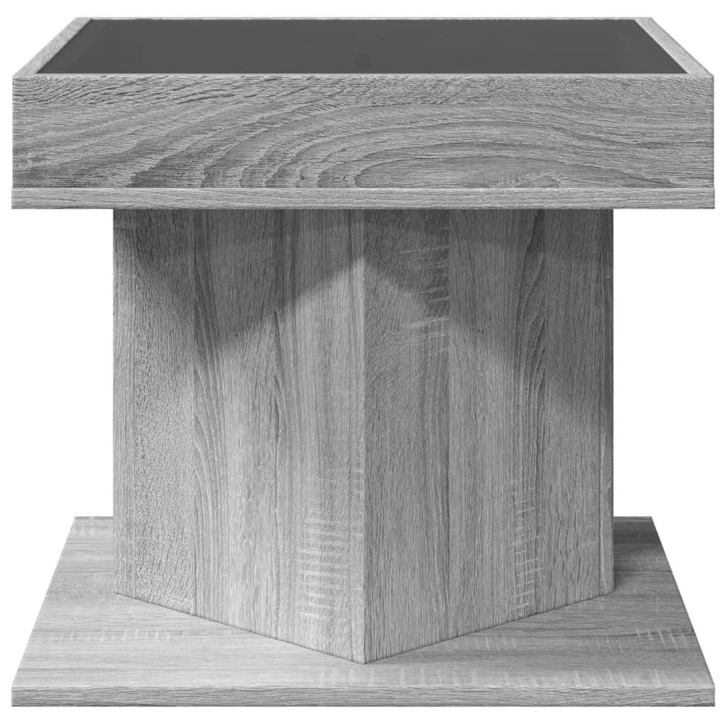 vidaXL Stolik kawowy z LED, szary dąb sonoma, 50x50x45 cm