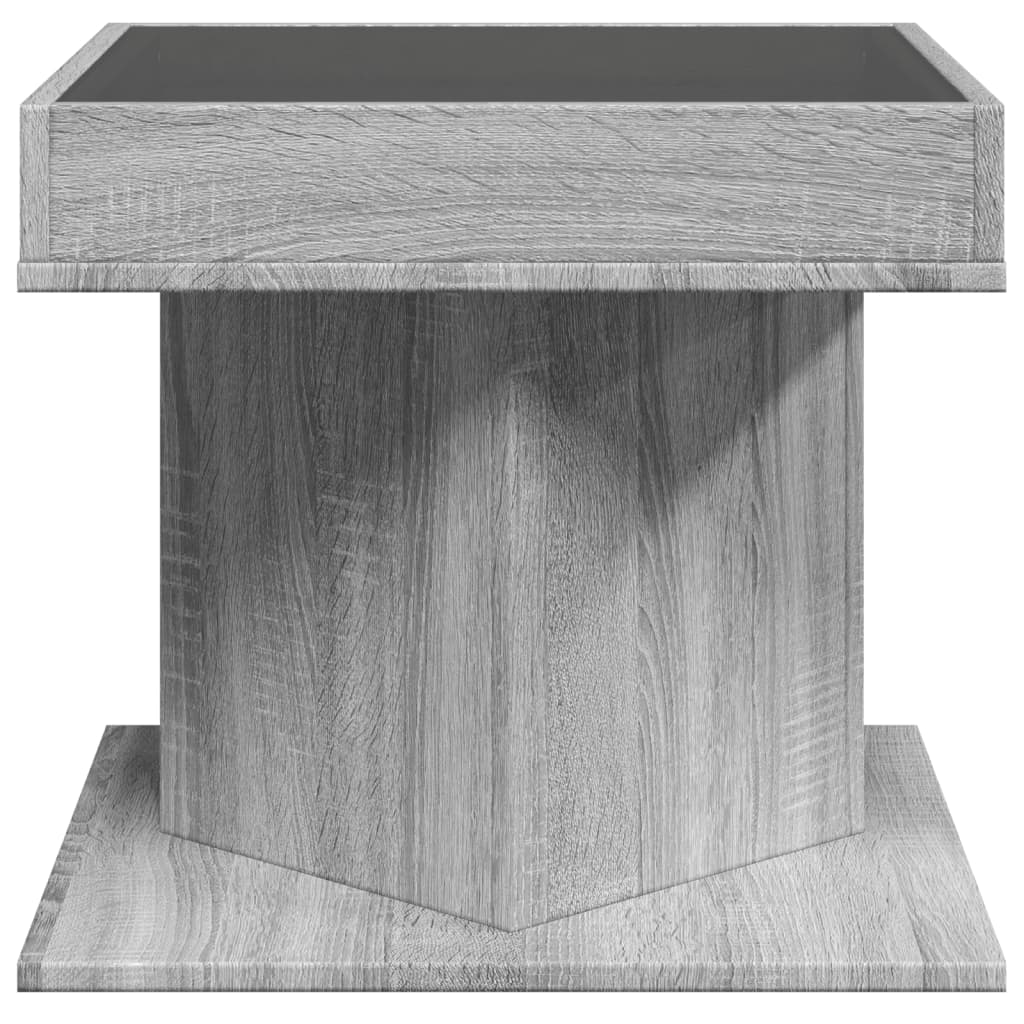 vidaXL Stolik kawowy z LED, szary dąb sonoma, 50x50x45 cm