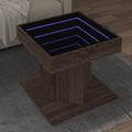 vidaXL Stolik kawowy z LED, brązowy dąb, 50x50x45 cm