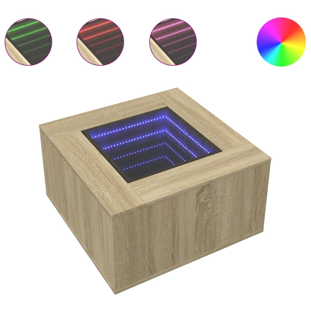 vidaXL Stolik kawowy z LED, dąb sonoma, 60x60x40 cm