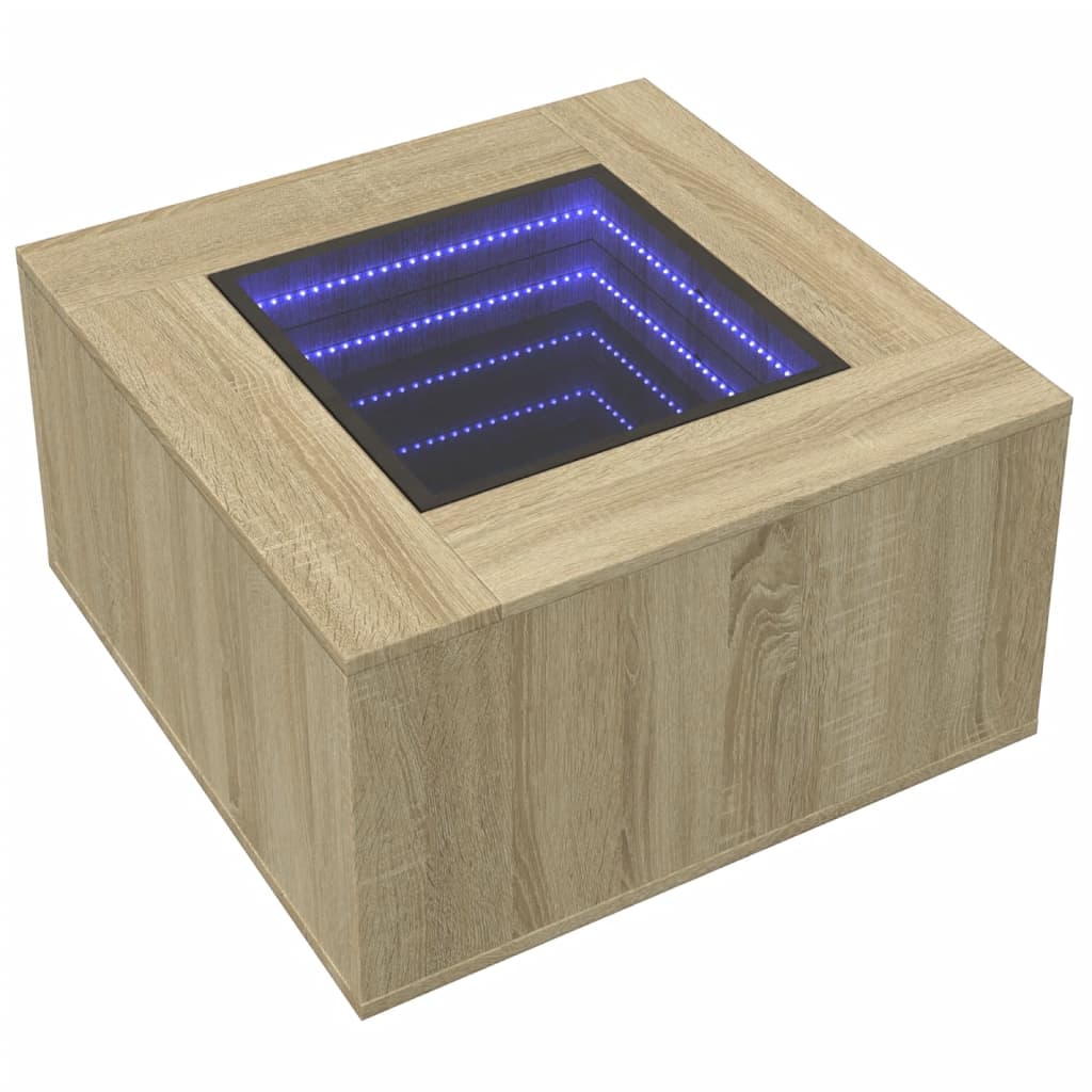 vidaXL Stolik kawowy z LED, dąb sonoma, 60x60x40 cm