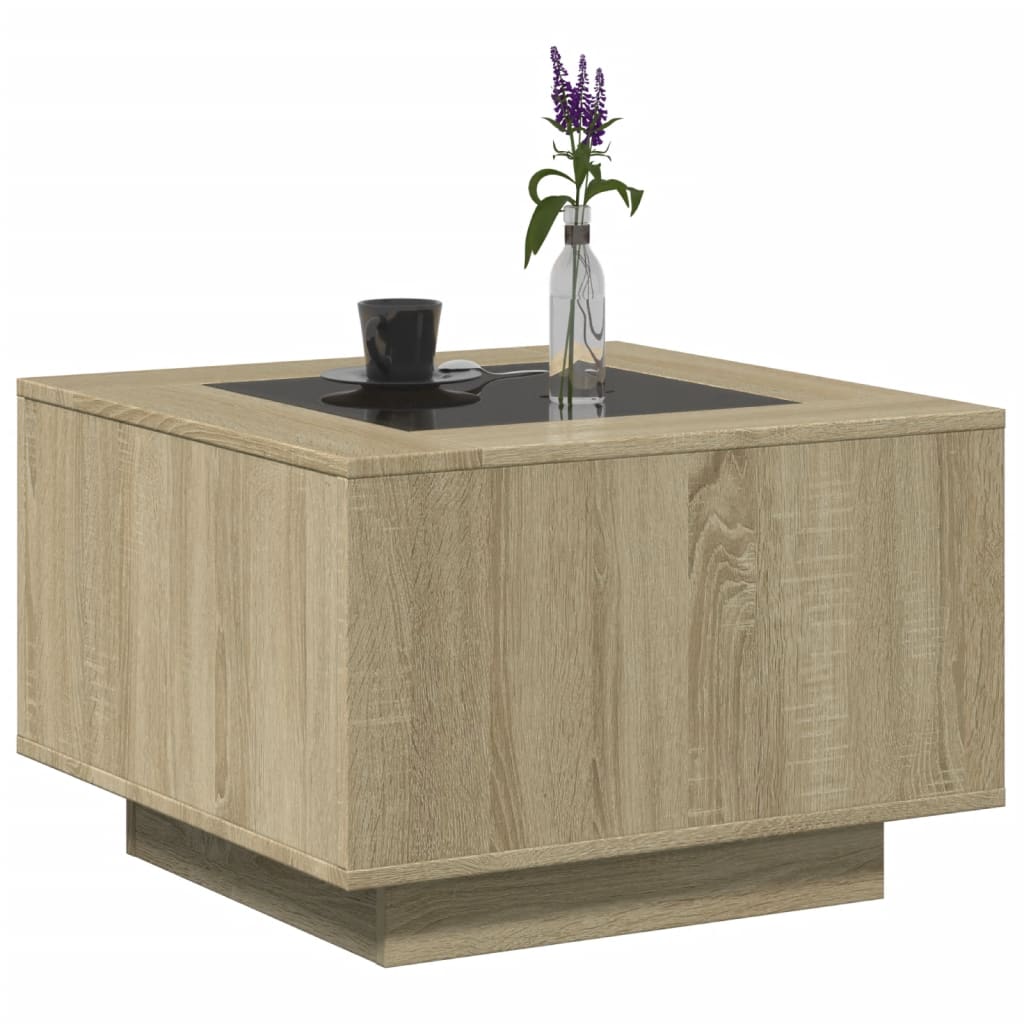 vidaXL Stolik kawowy z LED, dąb sonoma, 60x60x40 cm