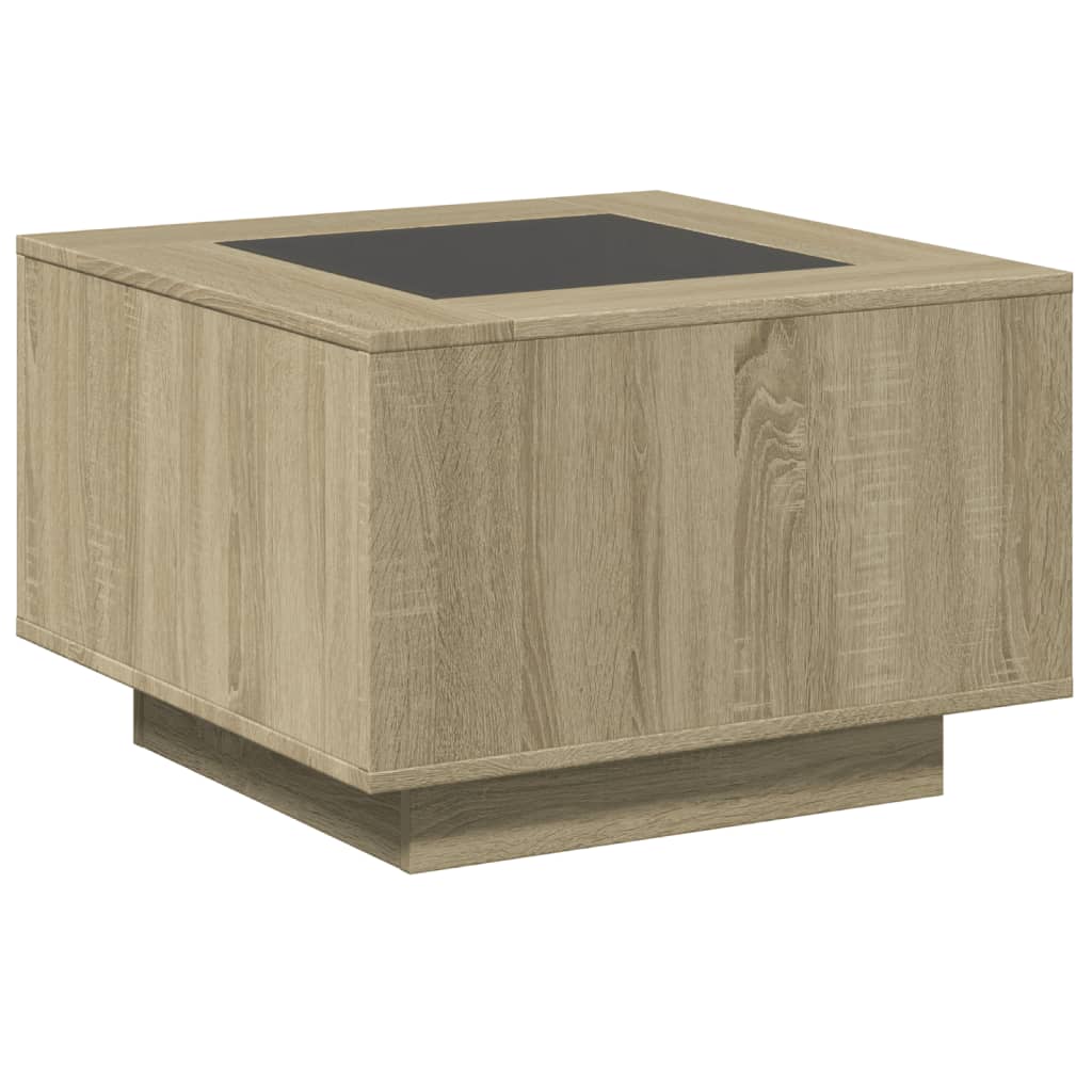 vidaXL Stolik kawowy z LED, dąb sonoma, 60x60x40 cm