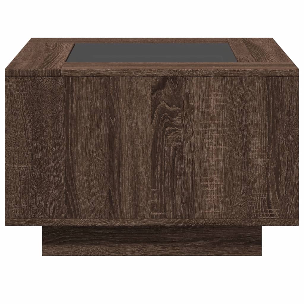 vidaXL Stolik kawowy z LED, brązowy dąb, 60x60x40 cm