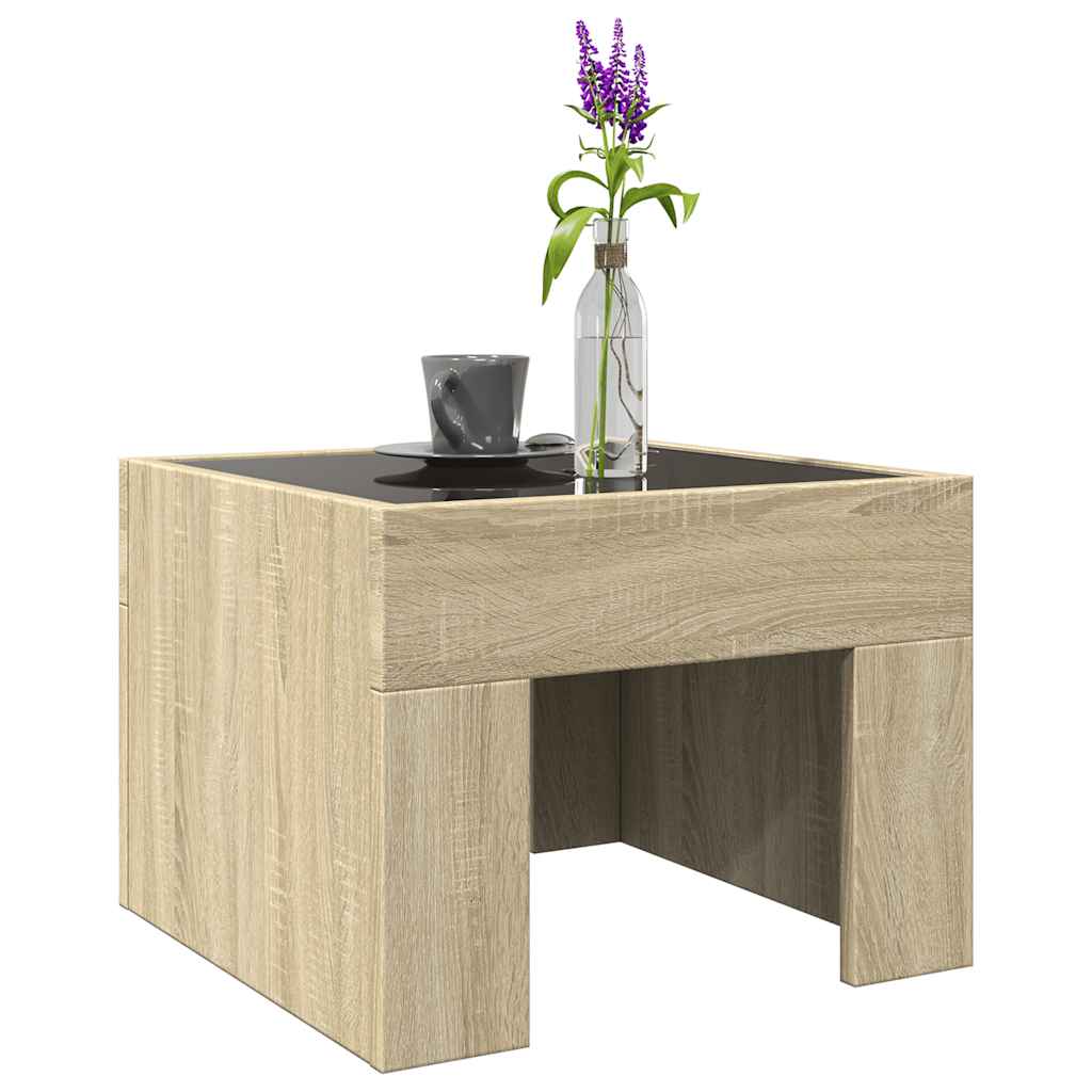 vidaXL Stolik kawowy z LED Infinity, dąb sonoma, 40x40x30 cm