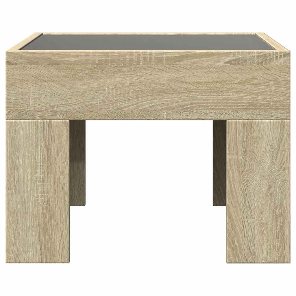 vidaXL Stolik kawowy z LED Infinity, dąb sonoma, 40x40x30 cm