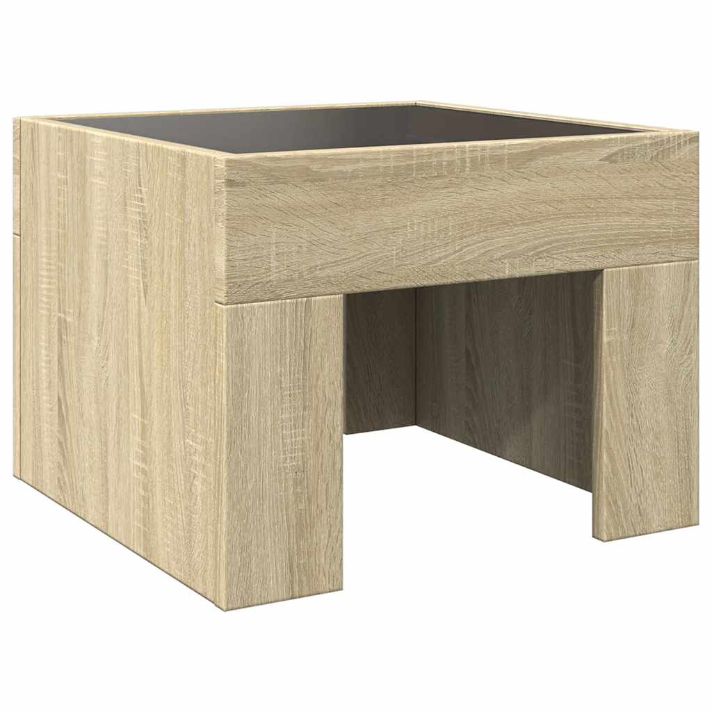 vidaXL Stolik kawowy z LED Infinity, dąb sonoma, 40x40x30 cm