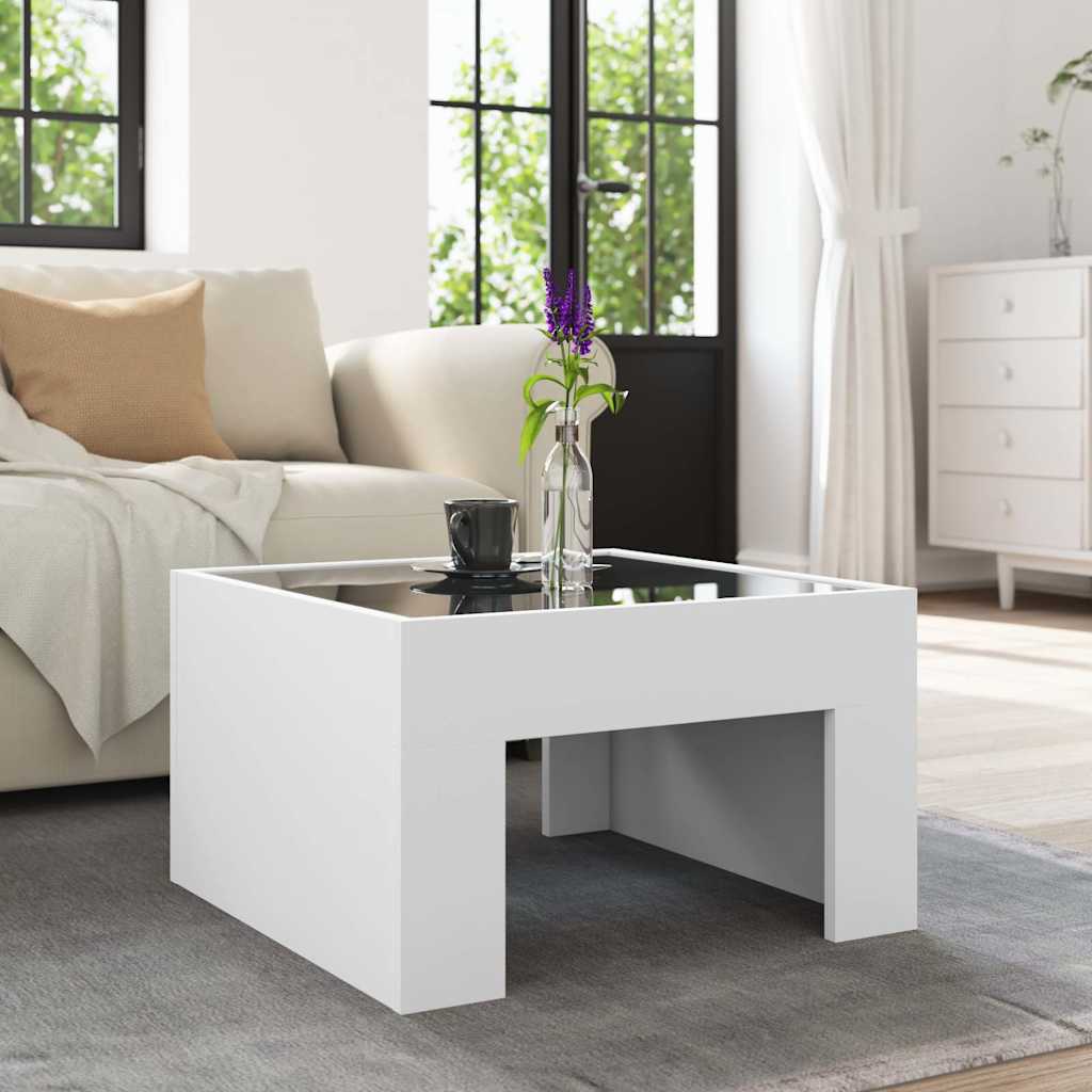 vidaXL Stolik kawowy z LED Infinity, biały, 50x50x30 cm