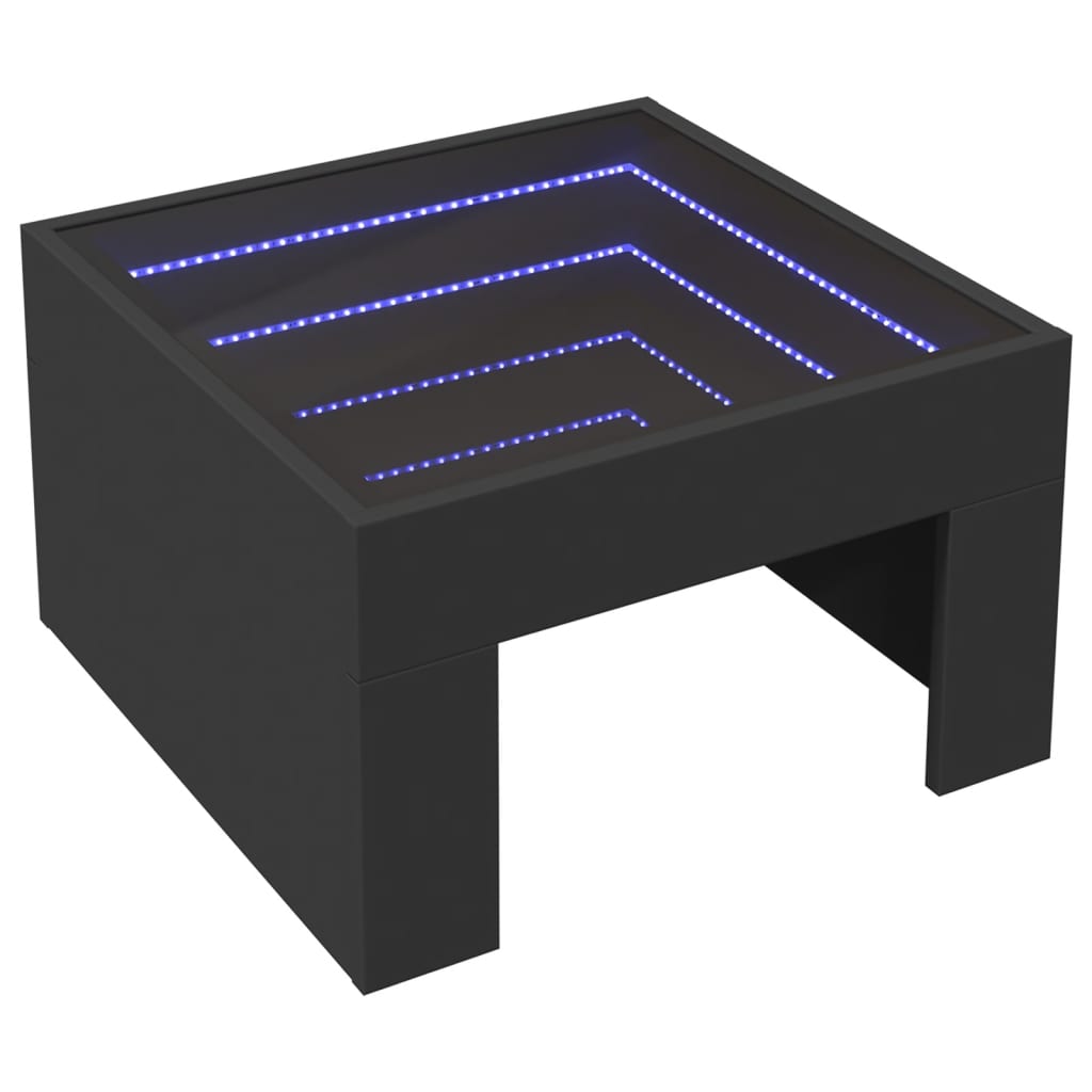 vidaXL Stolik kawowy z LED Infinity, czarny, 50x50x30 cm