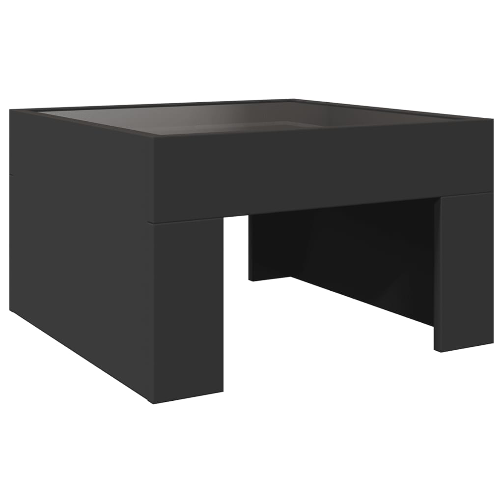 vidaXL Stolik kawowy z LED Infinity, czarny, 50x50x30 cm