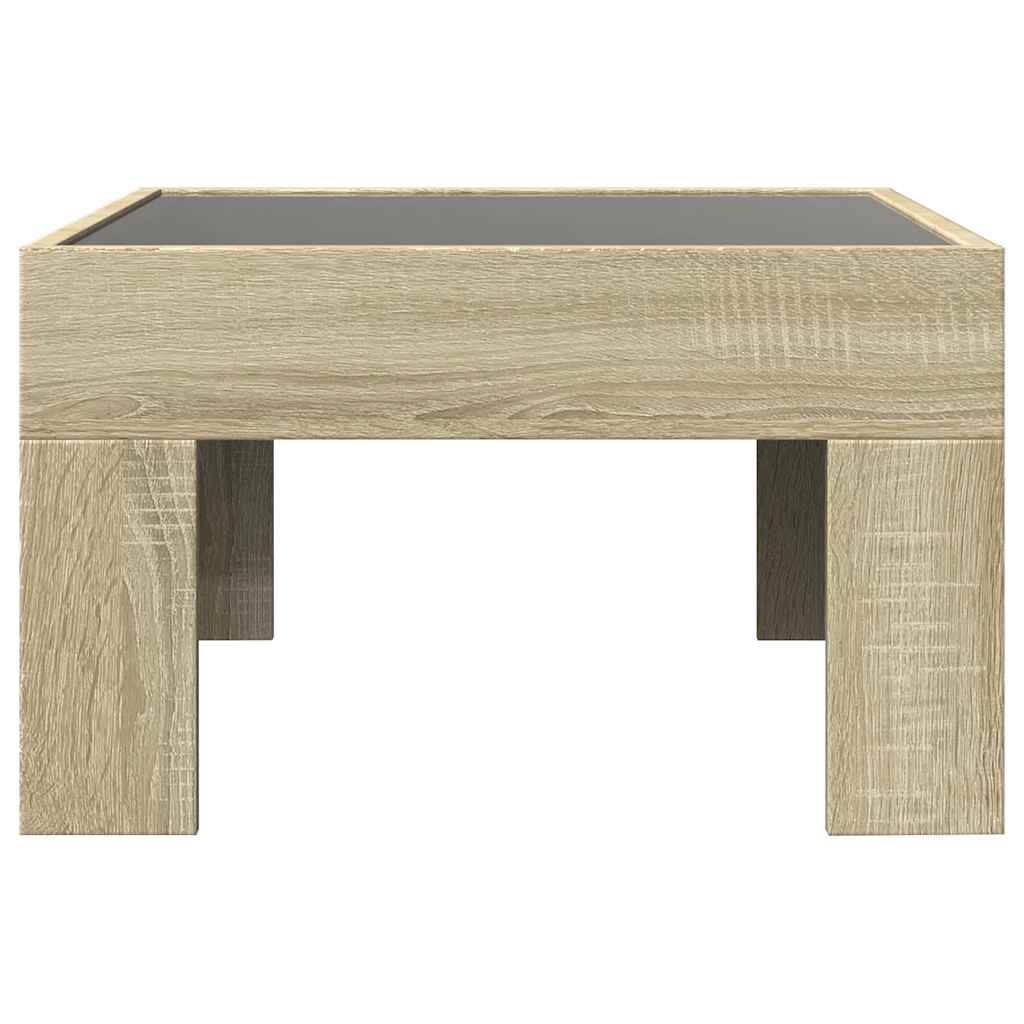 vidaXL Stolik kawowy z LED Infinity, dąb sonoma, 50x50x30 cm