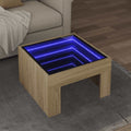 vidaXL Stolik kawowy z LED Infinity, dąb sonoma, 50x50x30 cm