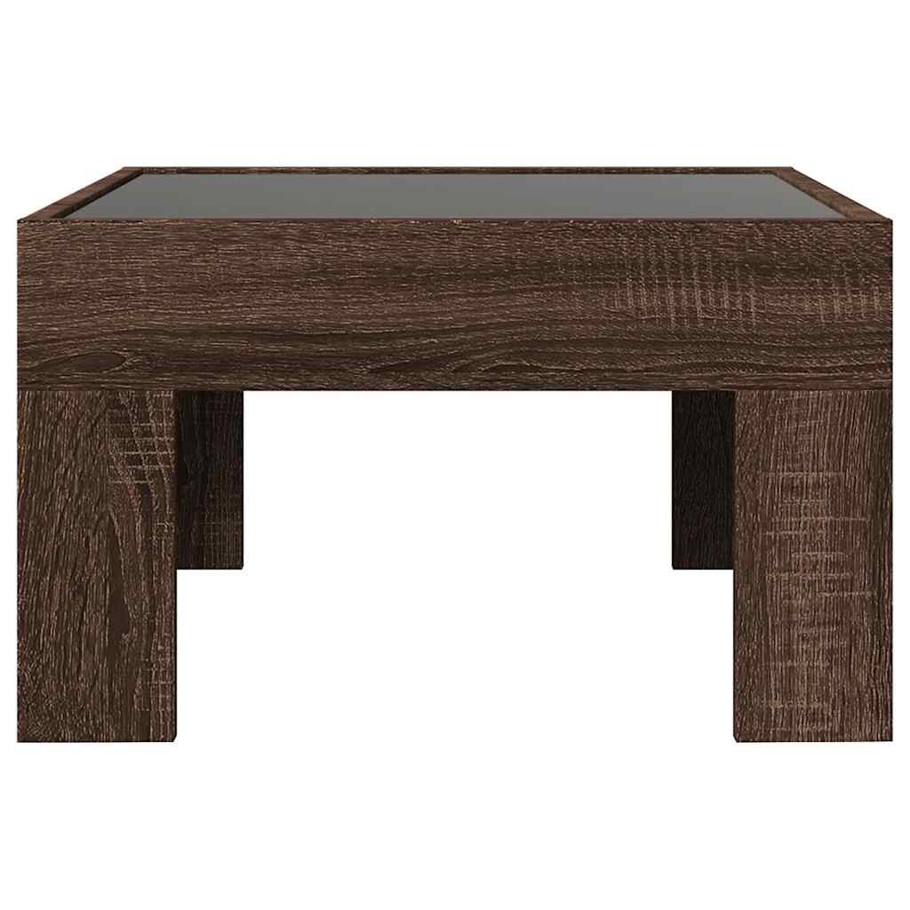 vidaXL Stolik kawowy z LED Infinity, brązowy dąb, 50x50x30 cm