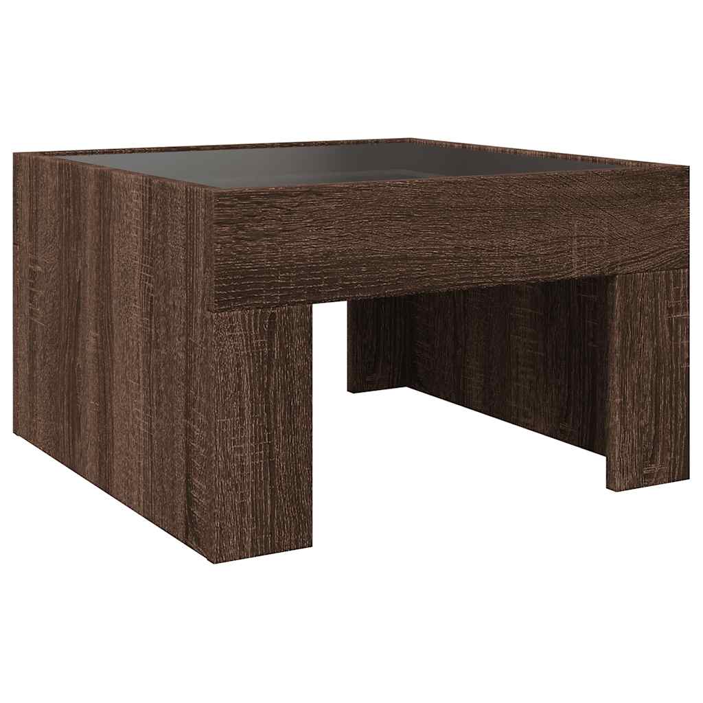 vidaXL Stolik kawowy z LED Infinity, brązowy dąb, 50x50x30 cm
