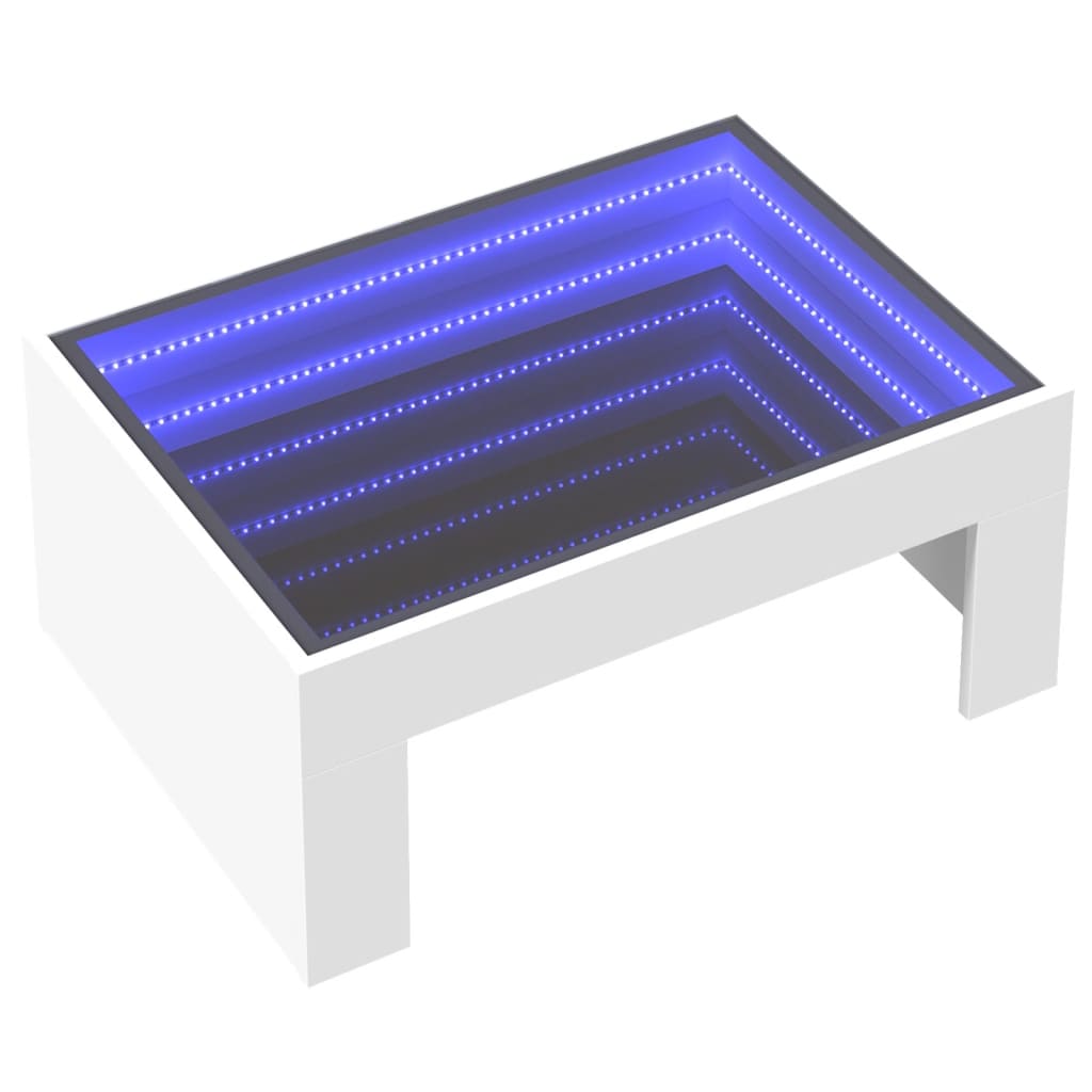 vidaXL Stolik kawowy z LED Infinity, biały, 70x50x30 cm