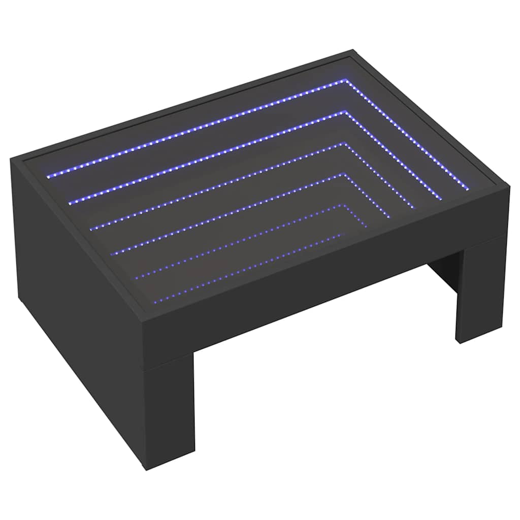 vidaXL Stolik kawowy z LED Infinity, czarny, 70x50x30 cm