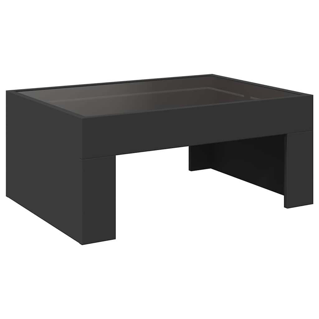 vidaXL Stolik kawowy z LED Infinity, czarny, 70x50x30 cm