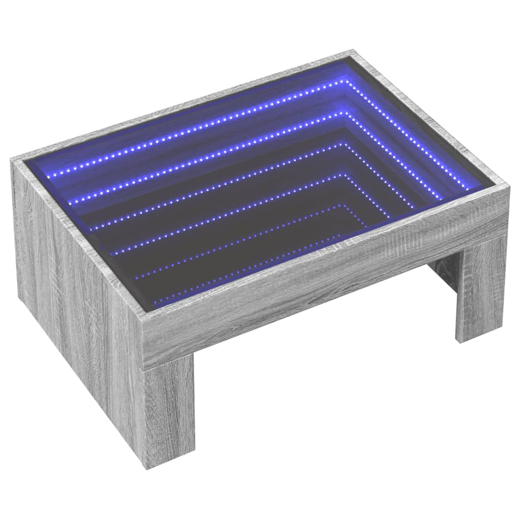 vidaXL Stolik kawowy z LED Infinity, szary dąb sonoma, 70x50x30 cm
