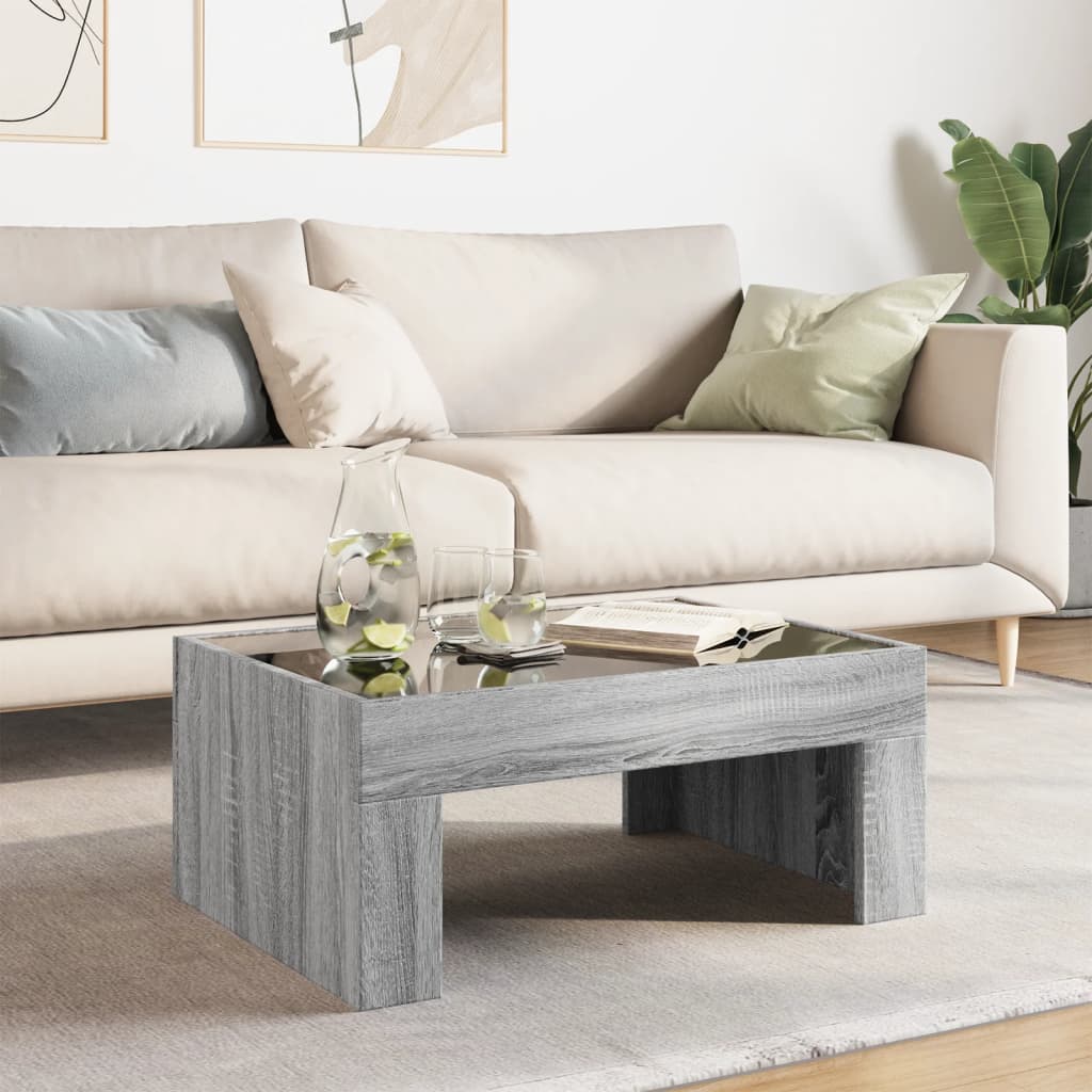 vidaXL Stolik kawowy z LED Infinity, szary dąb sonoma, 70x50x30 cm