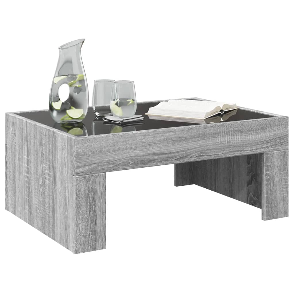 vidaXL Stolik kawowy z LED Infinity, szary dąb sonoma, 70x50x30 cm