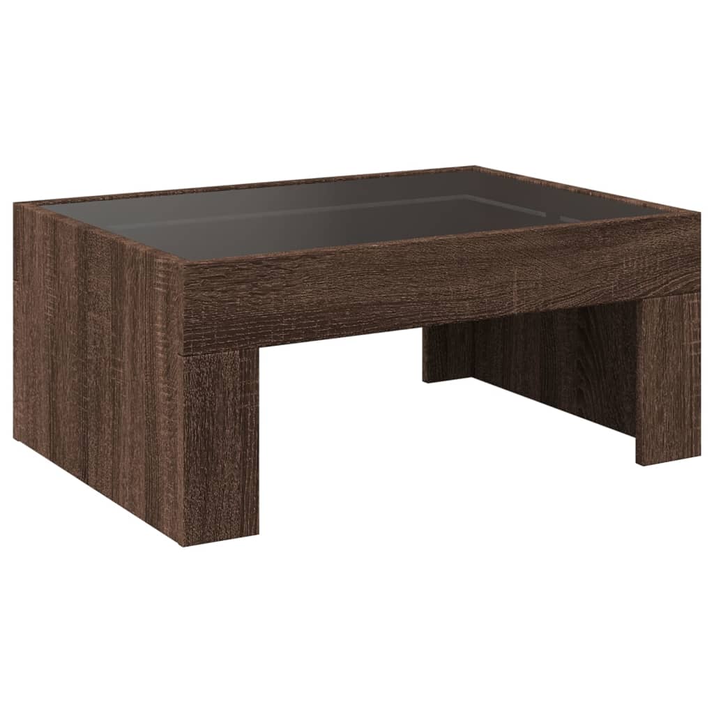 vidaXL Stolik kawowy z LED Infinity, brązowy dąb, 70x50x30 cm