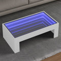 vidaXL Stolik kawowy z LED Infinity, biały, 90x50x30 cm