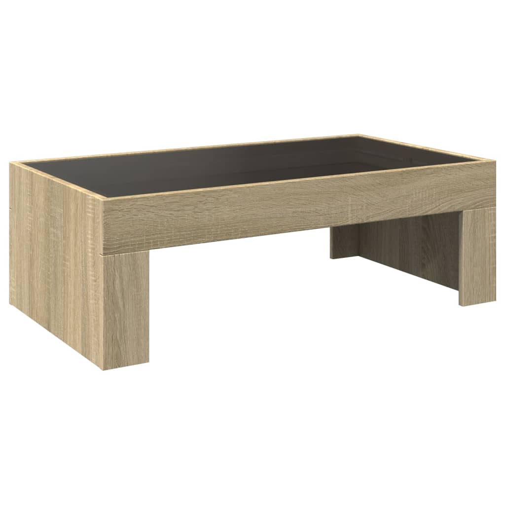 vidaXL Stolik kawowy z LED Infinity, dąb sonoma, 90x50x30 cm